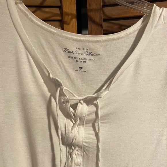 Hollister white lace up top - Picture 2 of 3